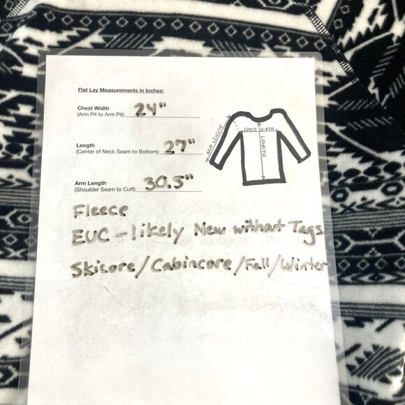 Eddie Bauer Fleece Half Zip Pullover Sweater Womens 2XL Black White Aztec Winter - Picture 5 of 15